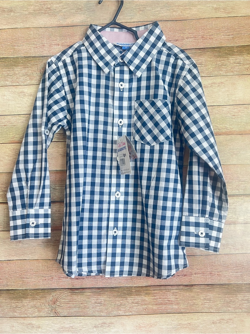 Ruffle Butts Navy and White Gingham Button-Up Shirt